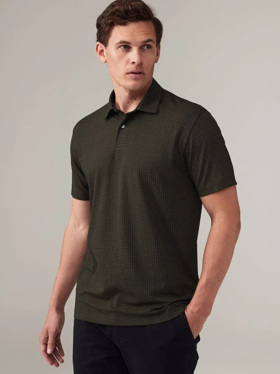 White/Navy/Black Gold Geos Regular Fit Short Sleeve Jersey Polo Shirts 3 Pack