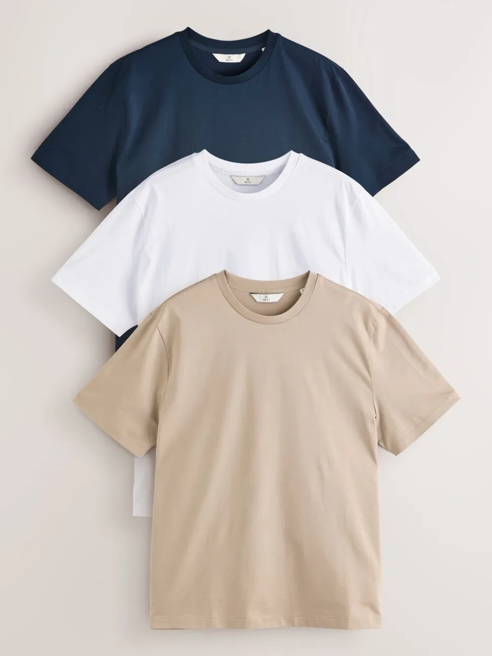 White/Navy/Stone Signature SUPIMA® Cotton Crew Neck T-Shirts 3 Pack