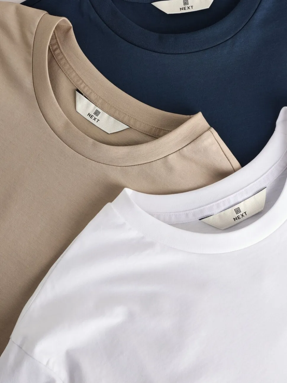 White/Navy/Stone Signature SUPIMA® Cotton Crew Neck T-Shirts 3 Pack