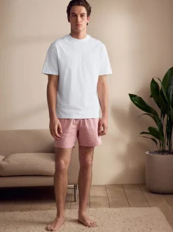 White/Red T-Shirt And Striped Seersucker 100% Cotton Pyjamas Set
