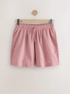 White/Red T-Shirt And Striped Seersucker 100% Cotton Pyjamas Set