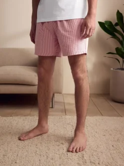 White/Red T-Shirt And Striped Seersucker 100% Cotton Pyjamas Set