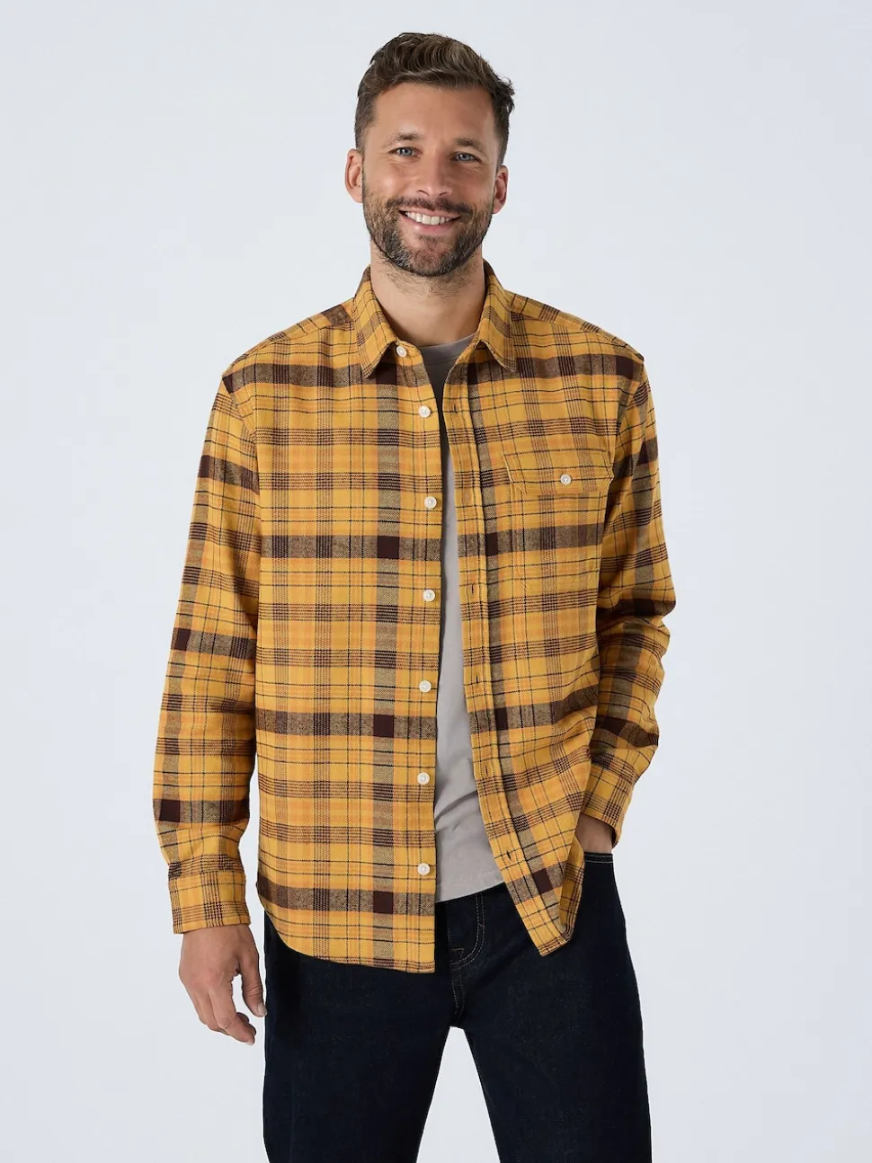 Yellow Long Sleeve Check Shirt