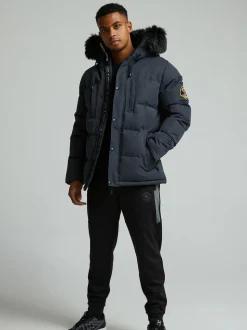 Zavetti Canada Mens Oshawa 2.0 Puffer Parka Jacket with Detachable Faux Fur