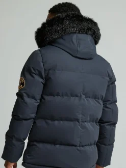 Zavetti Canada Mens Oshawa 2.0 Puffer Parka Jacket with Detachable Faux Fur