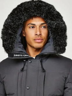 Zavetti Canada Mens Oshawa 2.0 Puffer Parka Jacket with Detachable Faux Fur