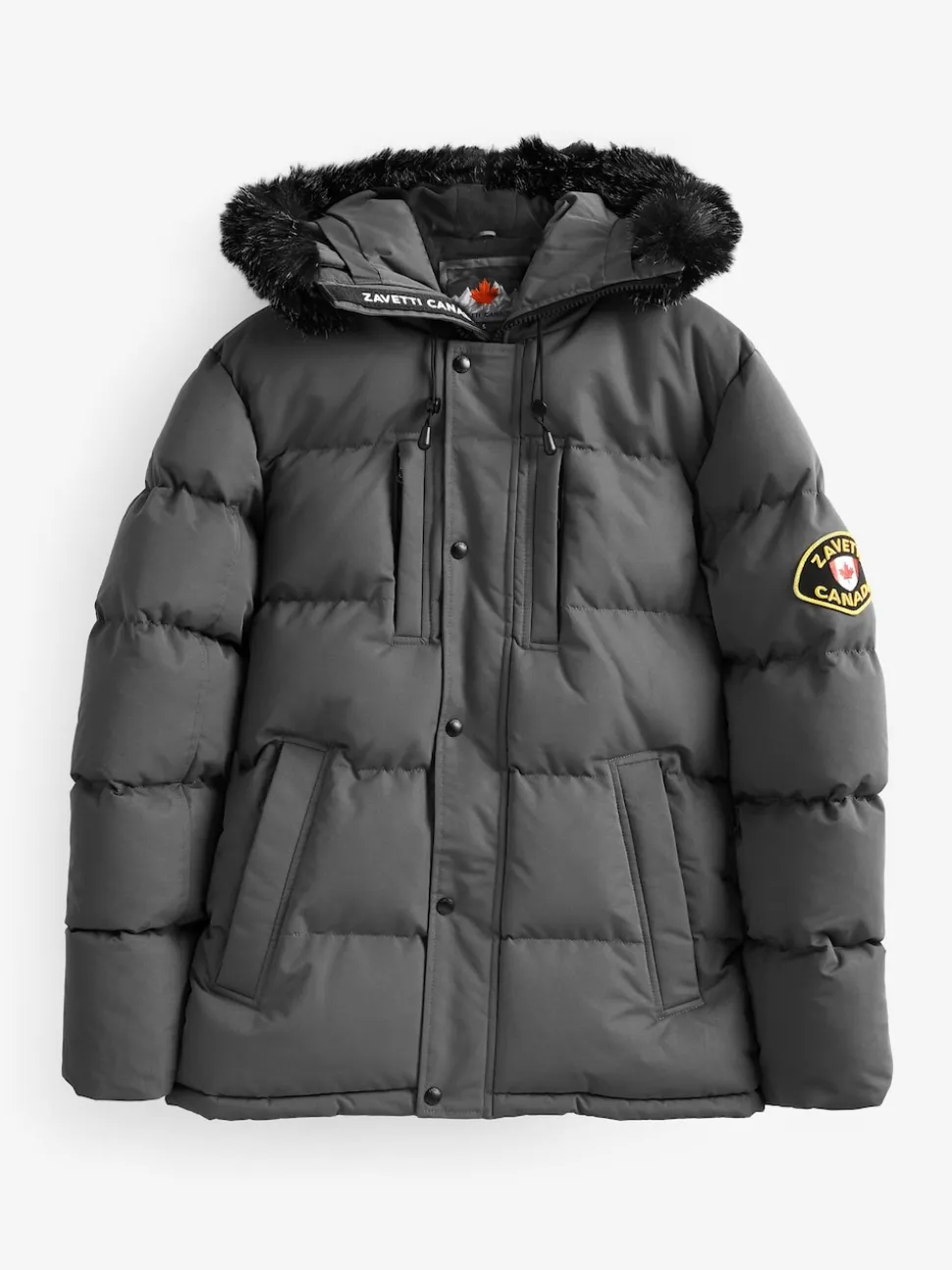 Zavetti Canada Mens Oshawa 2.0 Puffer Parka Jacket with Detachable Faux Fur