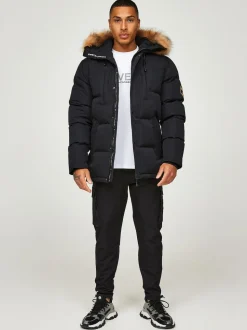 Zavetti Canada Mens Oshawa 2.0 Puffer Parka Jacket with Detachable Faux Fur