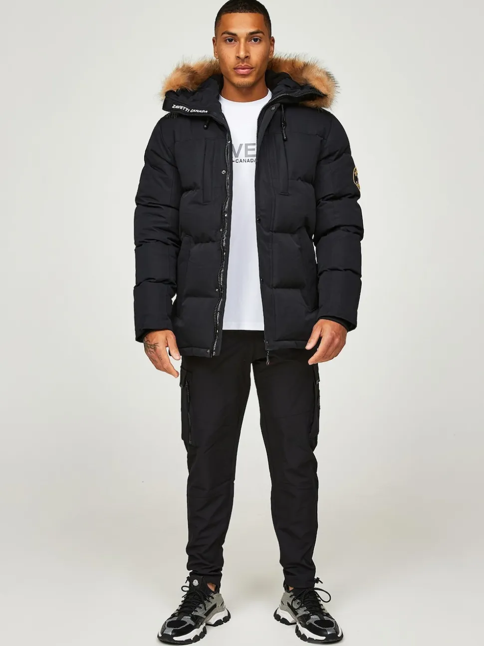 Zavetti Canada Mens Oshawa 2.0 Puffer Parka Jacket with Detachable Faux Fur