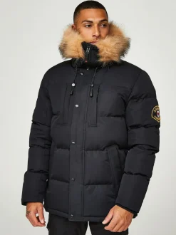 Zavetti Canada Mens Oshawa 2.0 Puffer Parka Jacket with Detachable Faux Fur