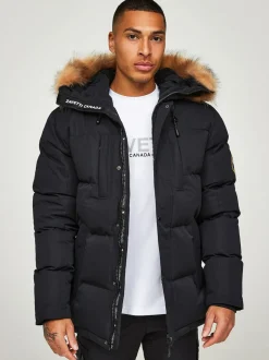 Zavetti Canada Mens Oshawa 2.0 Puffer Parka Jacket with Detachable Faux Fur